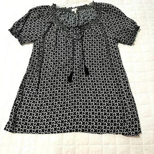 Joie Women's Masha 100% Silk Elephant Short Sleeve Boho Blouse - Size Med